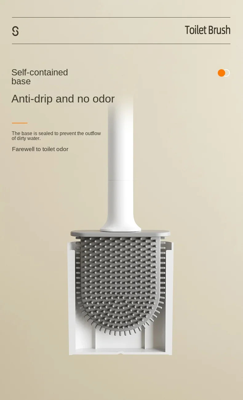 1 mini silicone toilet brush set, wall mounted and standing dual-purpose, soft silicone brush, easy to clean toilet corners