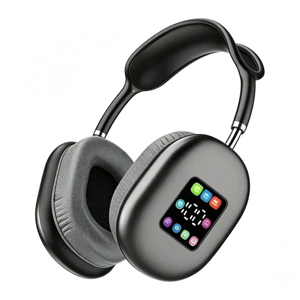 KEBIDUMEI Bluetooth 5.3 Headphones with Color Screen ANC HIFI Stereo Wireless Headsets FM Radio 3.5mm AUX Over Ear Earphones