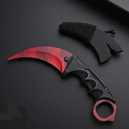 Unsharpened Safety Karambit Gift Knife Toy No Sharp Blade Cosplay Prop Plastic Training Knife for Role Play Game Collection