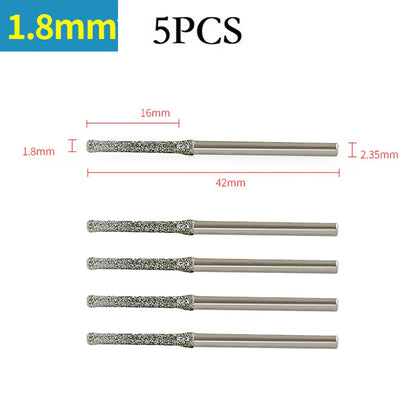 5pcs 0.8-2.5mm Diamond Coated Drill Bits 2.35mm Shank Glass Jade Amber Jewelry Diamond Drill Bits For Drilling Glass Woodworking
