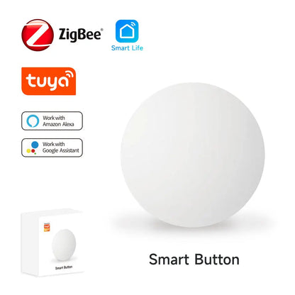 Tuya ZigBee Smart Button Scene Switch Wireless Remote One Key Controller Multi-scene Linkage Switch Google Alexa Voice Assistant