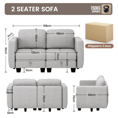 Fabric Modular Sofas with Upholstered Cushion and Removable Back Cushion Covers, Modern Sectional Sofa for Living Room