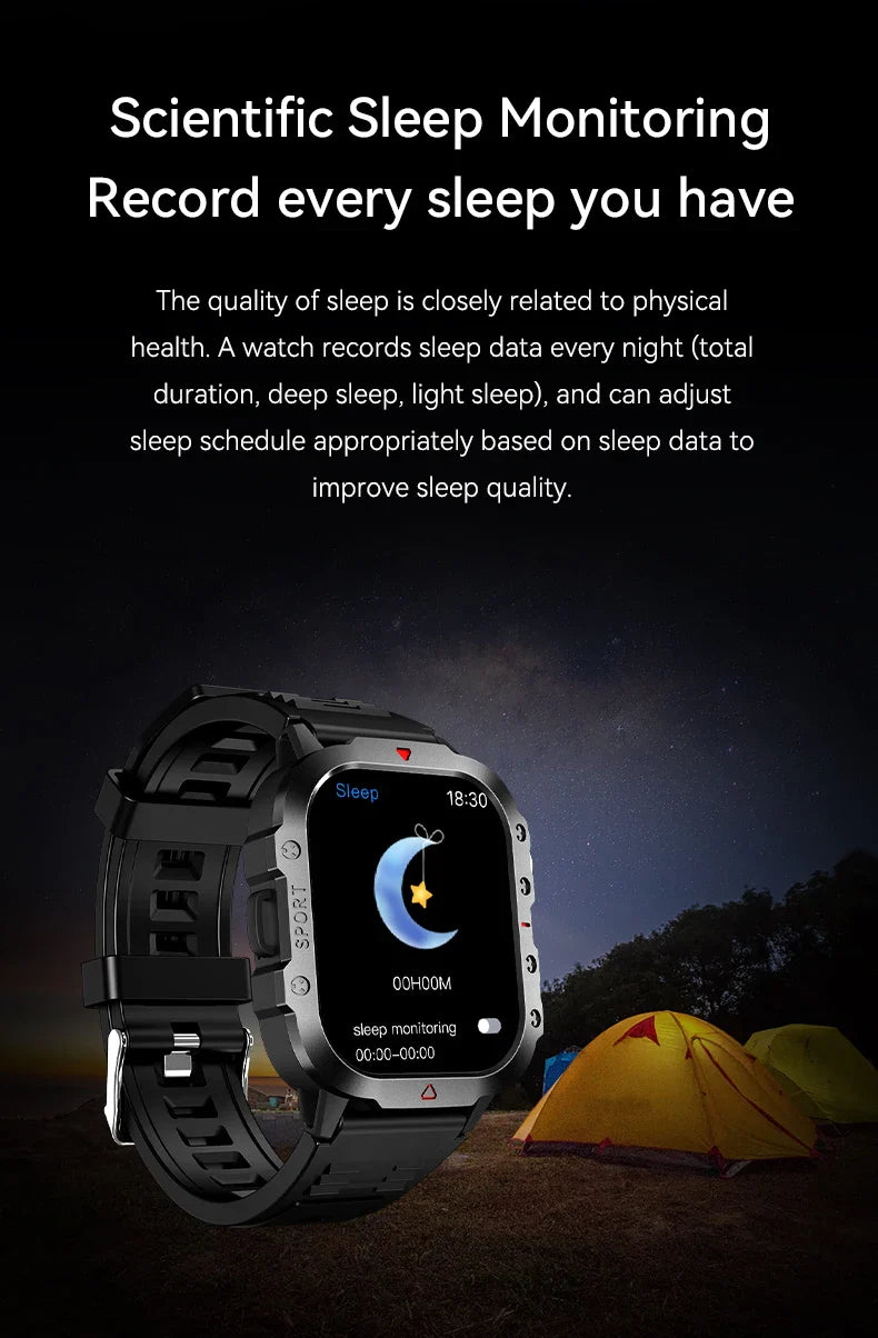 2026 New Smart Watch Men Bluetooth Calling Fitness Tracker LED Flashlight Sleep Monitor Sports Smartwatch For Android iOS