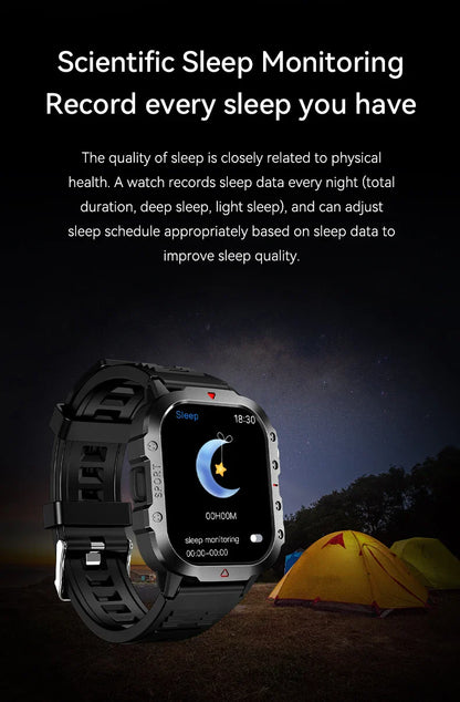 2026 New Smart Watch Men Bluetooth Calling Fitness Tracker LED Flashlight Sleep Monitor Sports Smartwatch For Android iOS