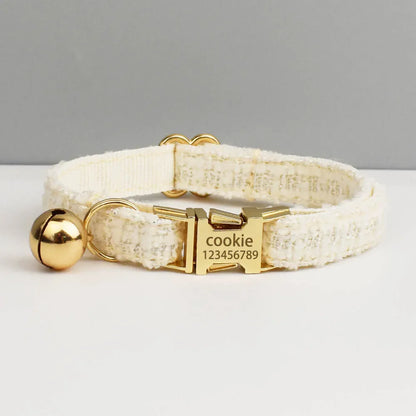Personalized Metal Hardware Cat Collar And Leash Set with Bell Engraving ID Tag for Kittens Pet Accessories