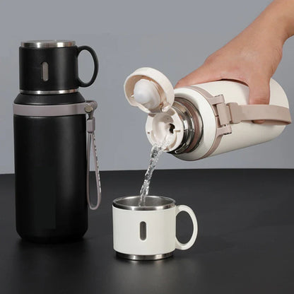 600ml Stainless Steel Coffee Cup Travel Thermal Mug Leak-Proof Thermos Bottle Tea Coffee Mug Office Business Style Thermos