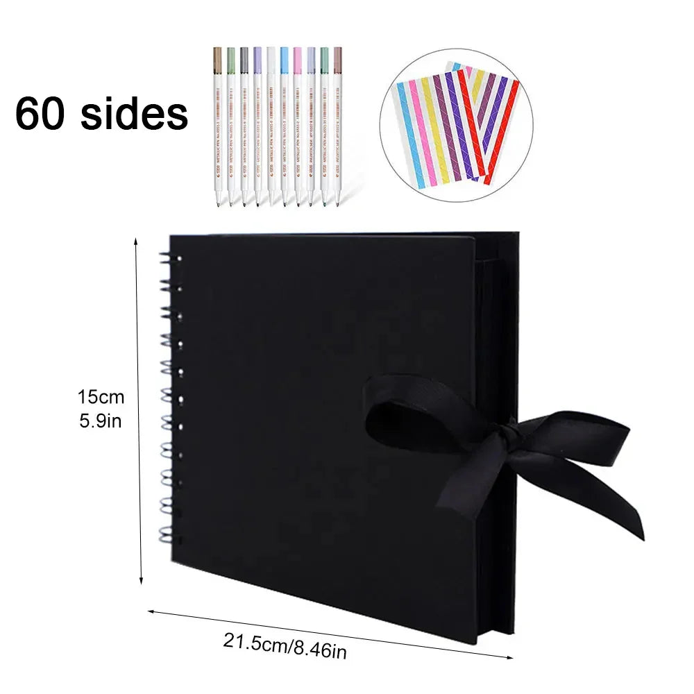 ZK20 80 Sides Black Memory Books DIY Craft Photo Albums Scrapbook Cover Kraft Album For Wedding Anniversary Gifts Memory Books