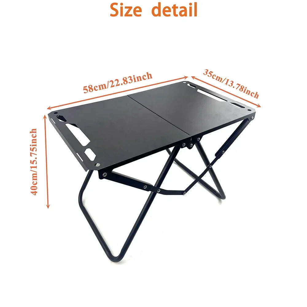 Portable Foldable Beach & Camping Table, Hollow Edge Picnic Table, Lightweight Hangable Outdoor Table for Travel