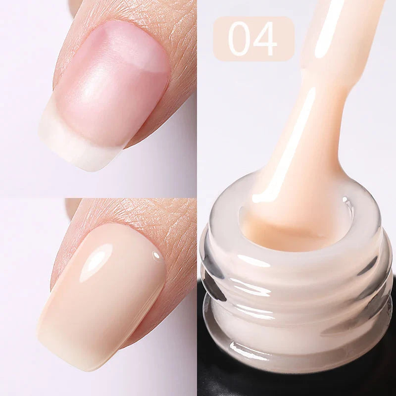 BORN PRETTY 15ml Jelly Nude Rubber Base Gel Natural Milky White Clear Semi permanent Self-Leveling Soak Off UV LED Gel Varnish
