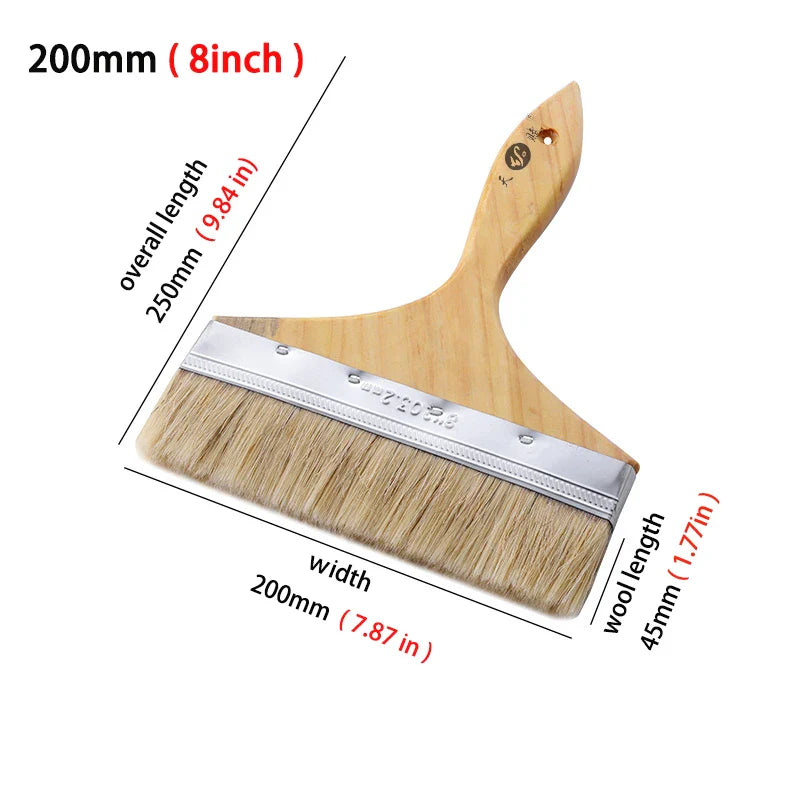 Pig White Mane Brush Wooden Handle Tool Decoration Paint Coating Latex Cleaning Barbecue Baking Painting