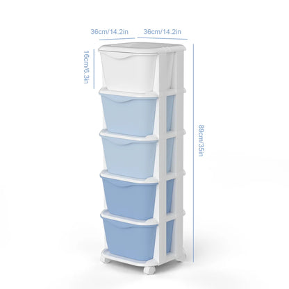 6/5 Tier Drawer Storage Cabinet Stackable Dustproof Storage Organizer with Wheels Floor-standing Storage Box Office Supplies