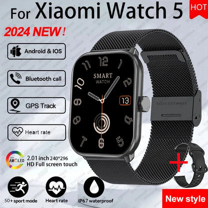 For Xiaomi Watch 5 Smart Watch Men HD AMOLED Screen Heart Rate Bluetooth Calling GPS Tracking Waterproof Sports SmartWatch Women