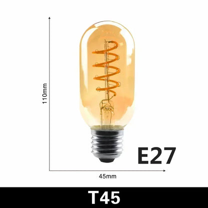 1-10pcs E27 E14 Retro Edison LED Filament Bulb AC 220V Spiral Light C35 G45 A60 ST64 G80 G95 G125 Glass Bulb Retro Candle Lamp