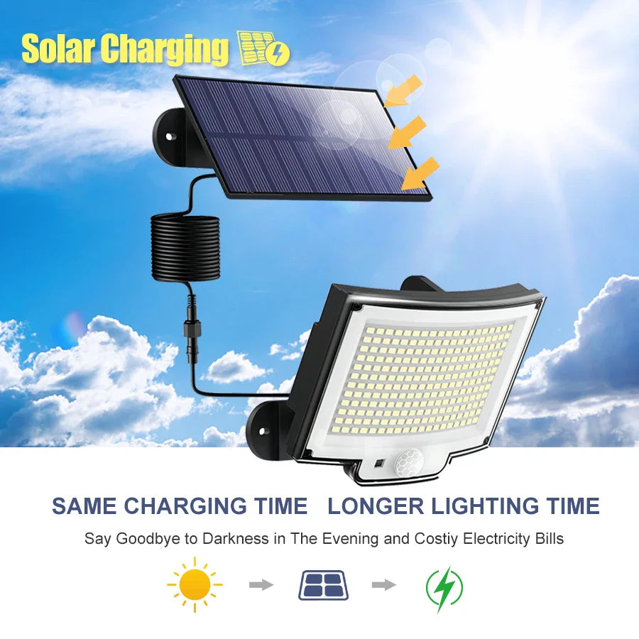 LED Solar Lights 228/328 Outdoor PIR Motion Sensor Wall Lamp IP65 Waterproof Street Light with Remote for Garden Lighting