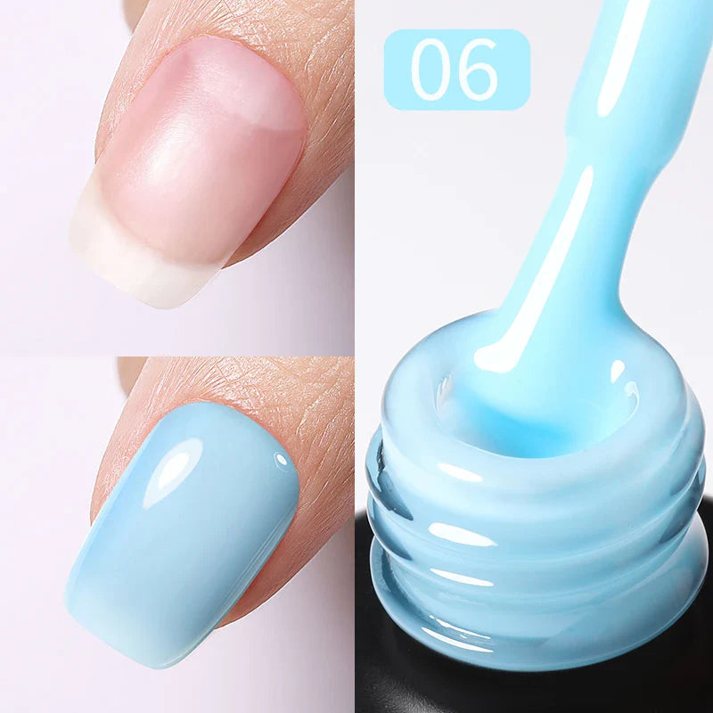 BORN PRETTY 15ml Jelly Nude Rubber Base Gel Natural Milky White Clear Semi permanent Self-Leveling Soak Off UV LED Gel Varnish