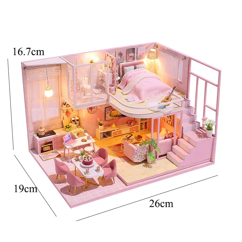 DIY Doll Houses Kits 3D Wooden Puzzles Mini Doll House Assembly Building Furniture Handmade Toys For Kids Birthday Gifts