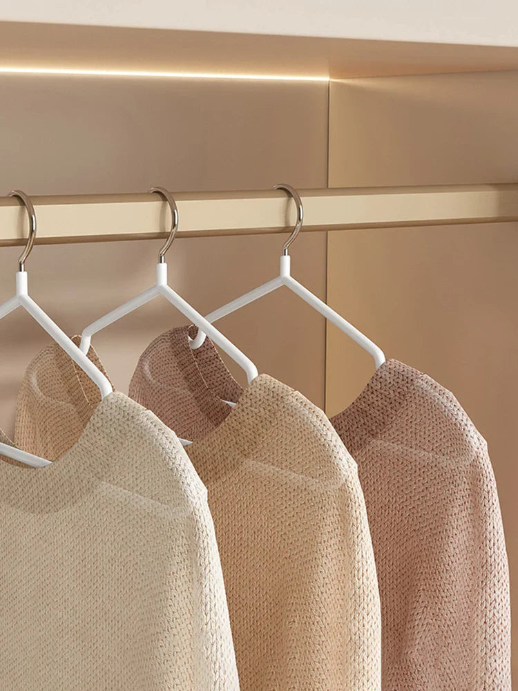 10pcs- Metal Traceless No-slip Clothes Hangers, Durable Strong Clothes Racks, Household Space Saver For Organization Of Bedroom,
