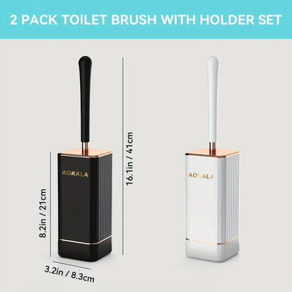 Silicone Toilet Brush Set Long Handle No Drill Wall Mounted Quick Dry Leak Proof for Bathroom Deep Cleaning Durable Multi Use