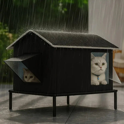 Elevated Pet House-Bed Moisture-Proof Design Cat House Weatherproof for Indoor or Outdoor Use Fits Small or Medium Pets