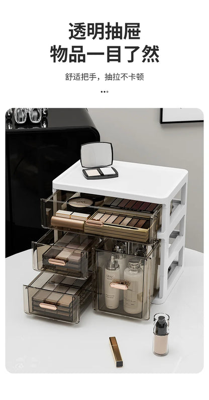 Desktop Large Capacity Storage Box Makeup Table Skincare Organizer Multi-Layer Drawer Storage Box for Students