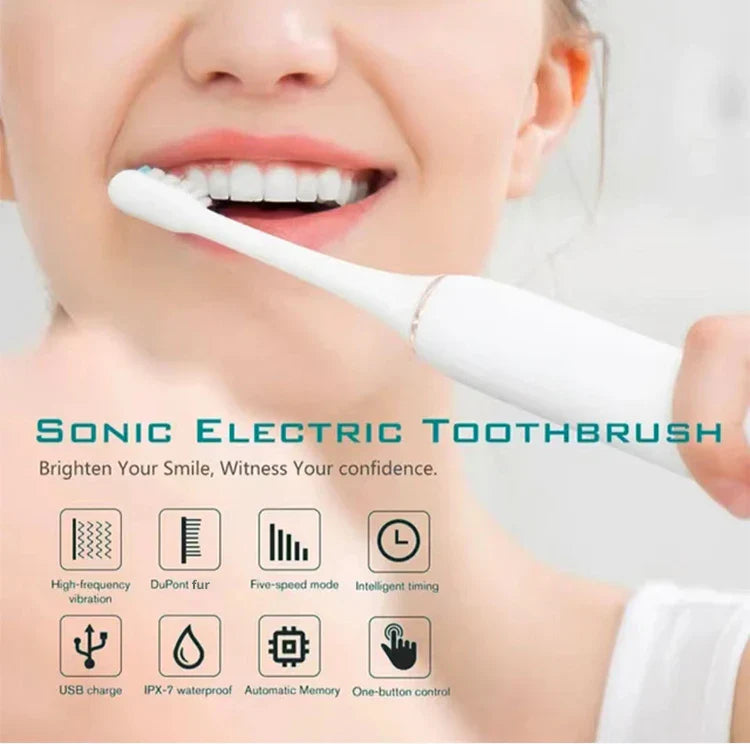 Electric Ultrasonic Toothbrush Six Speed Mode Home Soft Hair USB Charging Waterproof Adult Tooth Cleaner Automatic Couple Set-