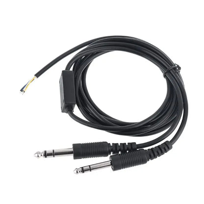 Repairing Cord 200cm DIY Aviation Headset Dual-plug Aircraft Headphones Cable