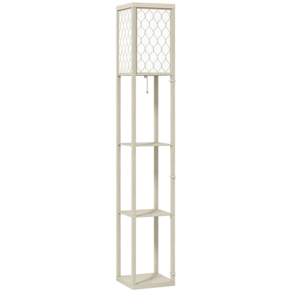 HOMCOM Three-Shelf Standing Lamp - Oak/White