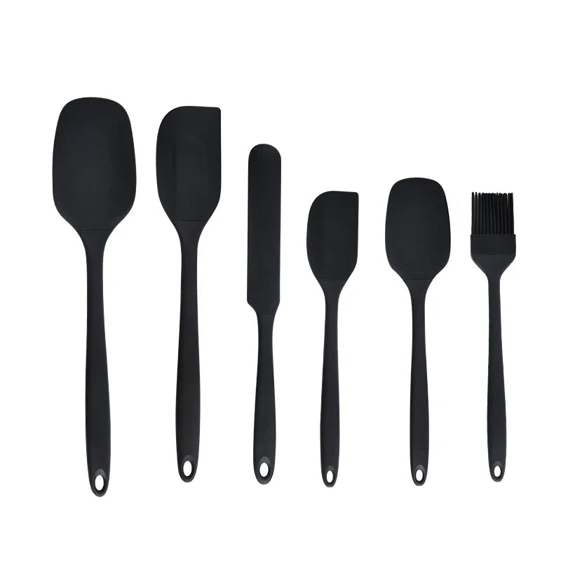Silicone kitchenware 6-piece set, cream  scraper, spatula, oil brush, size scraper set baking tool，Non-integrated hand