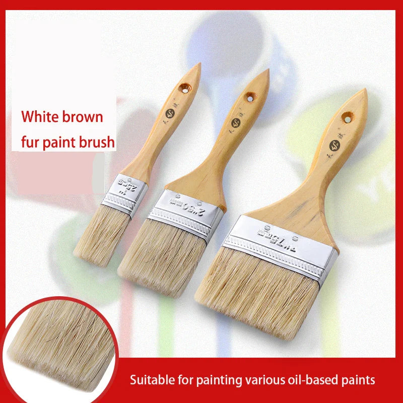 Pig White Mane Brush Wooden Handle Tool Decoration Paint Coating Latex Cleaning Barbecue Baking Painting