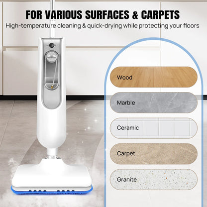 Steam Mop&Detachable Steam Cleaner,1500W Powerful Floor Steamer,Removes up to99.9%of Bacteria andViruses,for Carpet  Clean,400ml