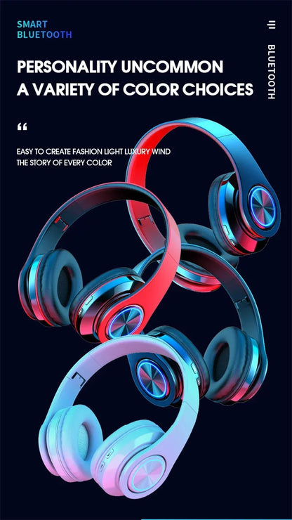 Foldable Bluetooth Headsets  Wireless Headphones With Mic Stereo Earphone Support TF Card FM For Xiaomi Iphone Sumsamg Phone