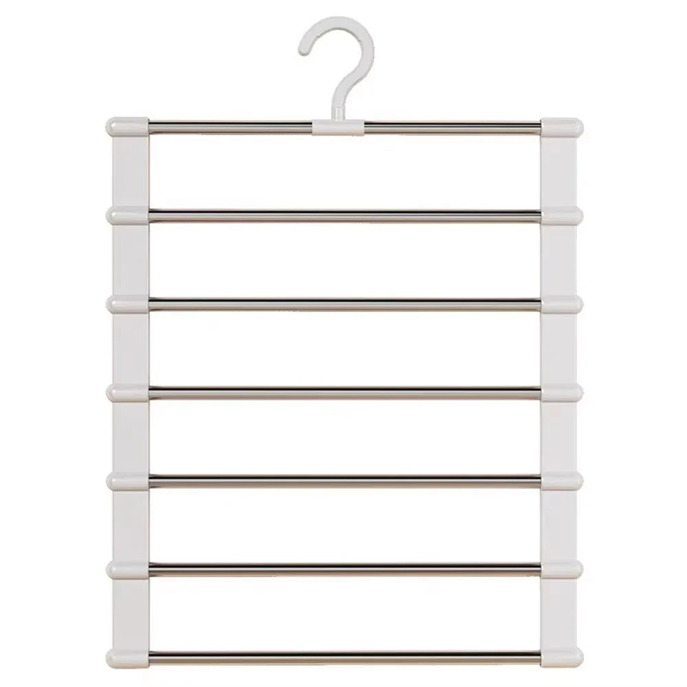 7 Layers Stainless Steel Pants Hanger Space Saving Closet Organizer Trousers Rack Non-Slip Wardrobe Storage Clothes Rack