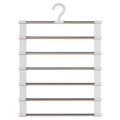 7 Layers Stainless Steel Pants Hanger Space Saving Closet Organizer Trousers Rack Non-Slip Wardrobe Storage Clothes Rack