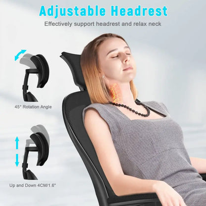 Office Desk Chair with FlipUp Armrest High Back Ergonomic Computer Chair with Adjustable Headrest and Lumbar Support Executive