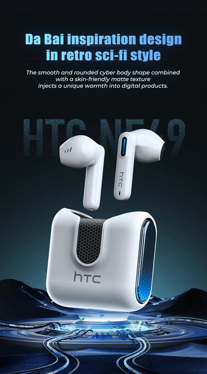 HTC NE49 Earphones Bluetooth V6.0 Noise Reduction TWS Sports Wireless Headphones with Mic Long life
