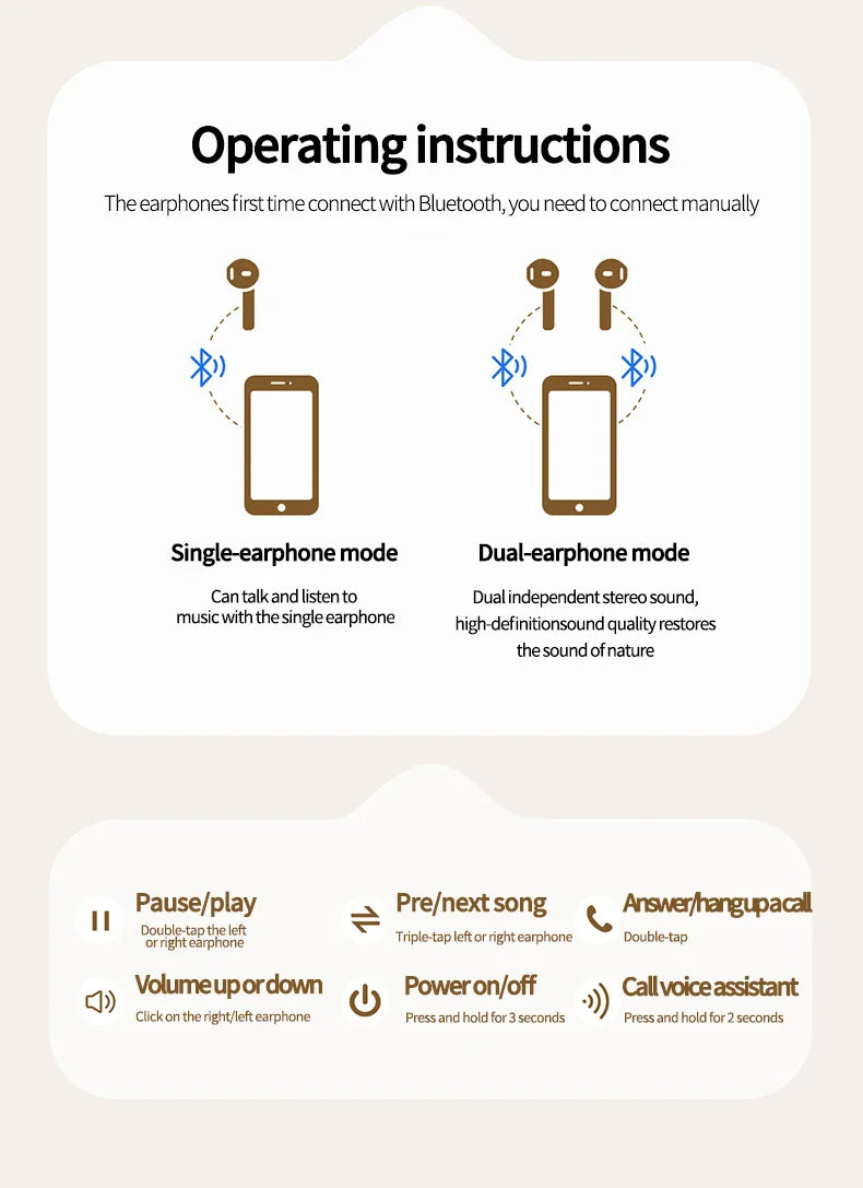 Q86 Bluetooth 5.3 Wireless Headphones Power LED Digital Display 24hours Endurance HiFi Gaming Headsets Waterproof Sports Earbuds