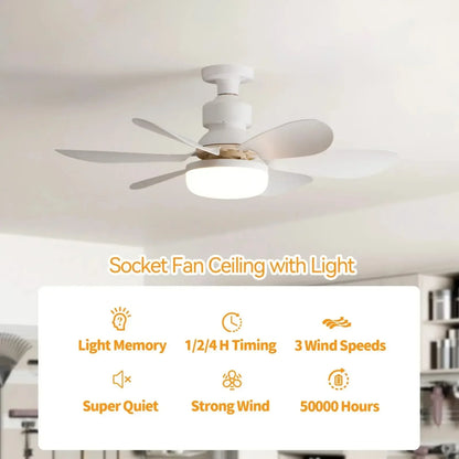 40W Ceiling Fan Light E27 with Remote LED Dimming Function Suitable for Living Room Study and Home use 85-265V