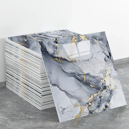 Waterproof Peel and Stick Marble Wall Tiles11.8x11.8 in Self Adhesive PVC Panels for Bathroom Kitchen and Living Room