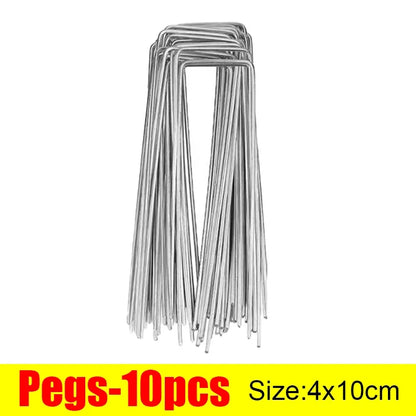 U-type Garden Staples Heavy-duty Fence Tubing Stakes Sod Pins Galvanized Landscape Spike for Holding Lawns Barrier Ground Nail