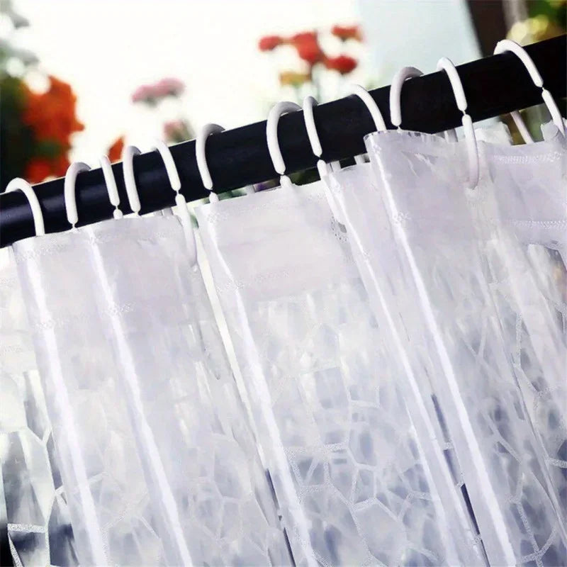1Set Waterproof Bathroom Shower Curtain Transparent Bathroom Curtain with Hooks Thickened Bathing Sheer Wide Bath Curtain