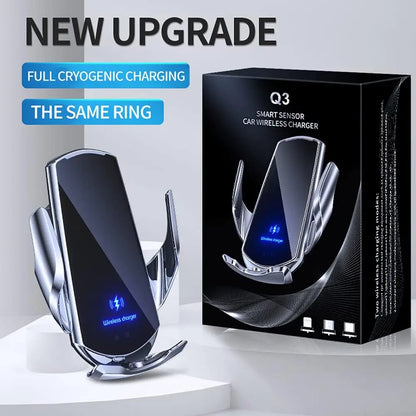 Q3 Smart Sensor Car Phone Wireless Charger 15W Fast Charging Auto-Clamping Car Phone Holder for iPhone and All Qi Enable Android