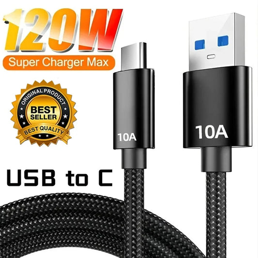 New 10A 120W Fast Charging Type C Cable Usb Data Transfer Data Cord For Xiaomi Oneplus Realme Huawei 0.25/0.5/1/1.5/2/3m