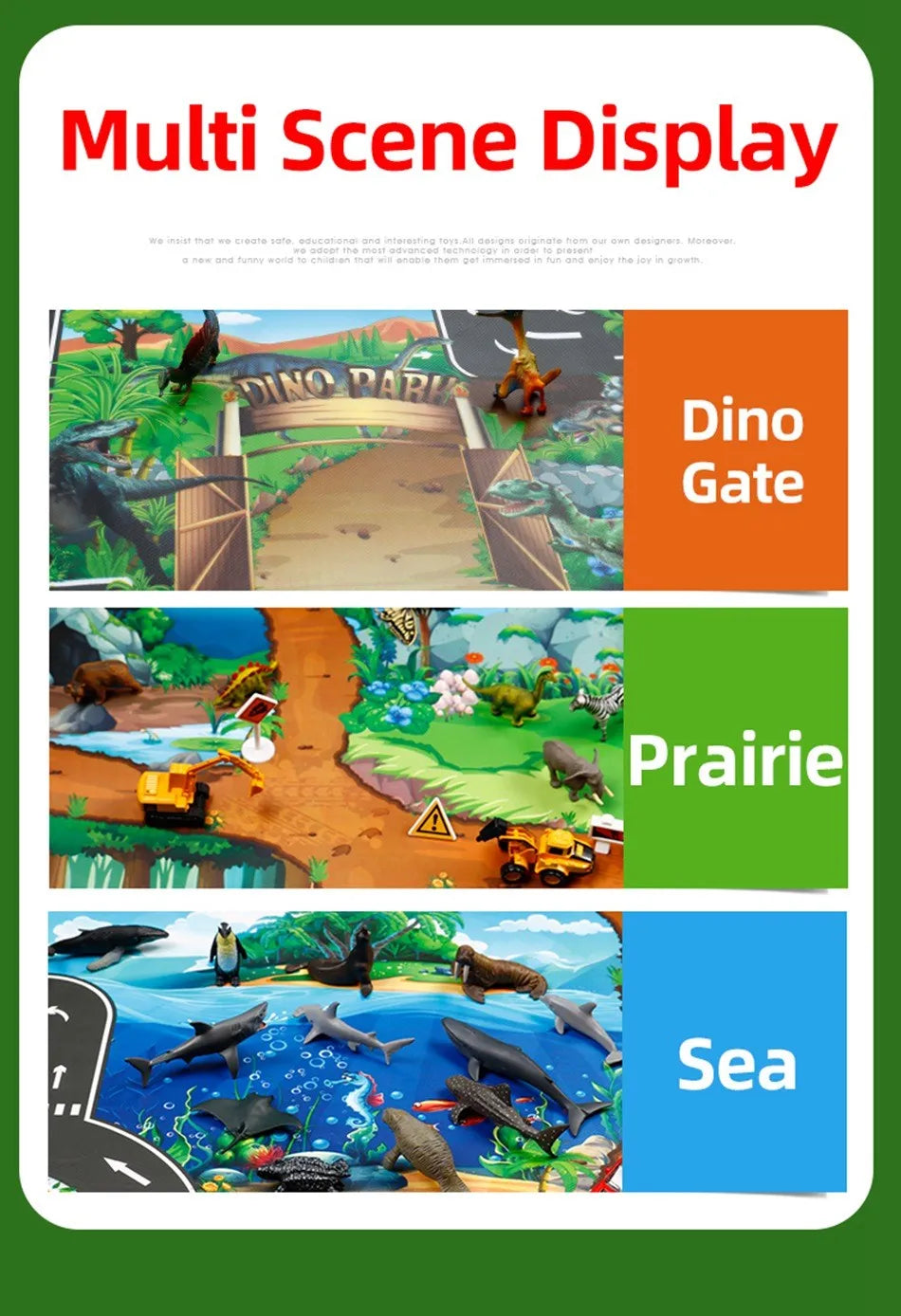 100x130 Kids Playmat Farm Road Portable Map Baby Educational Rugs Toddler Dinosaur Waterproof Play Mat Crawling Non-Toxic Carpet