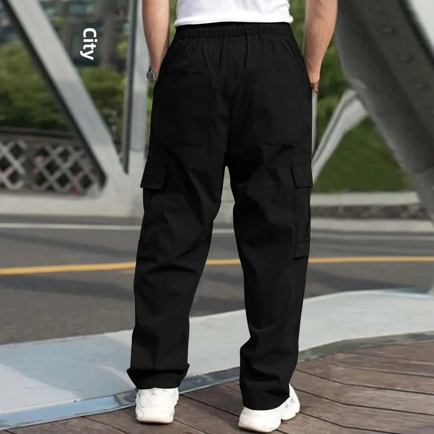 New Style Amazon Men's Cargo Pants Loose Straight Leg Casual Sports Trousers Working Men's Pocket Pants European And American