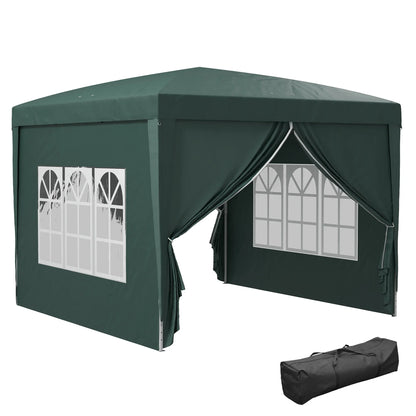 Outsunny 3 x 3(m) Pop Up Gazebo, Water and UV Resistant Party Tent Camping Canopy Marquee with  Carry Bag, Black