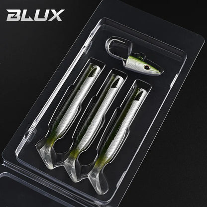 BLUX Happy Sandeel 11cm 17g Soft Live Eel Fishing Lure Paddle Tail Jig Head Hook Vinyls Vibration Artificial Bait Saltwater Gear