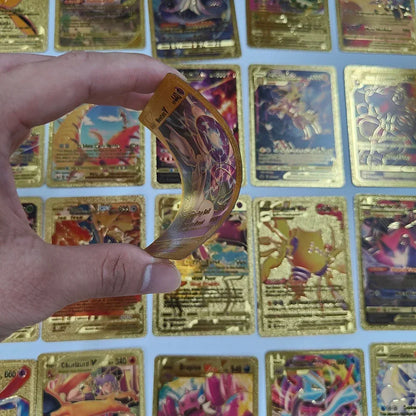 Pokemon Rainbow Gold Silver Black Foil Vmax Gx Cards Golden Letters English Game  Collection Battle TrainerCard Series Gift