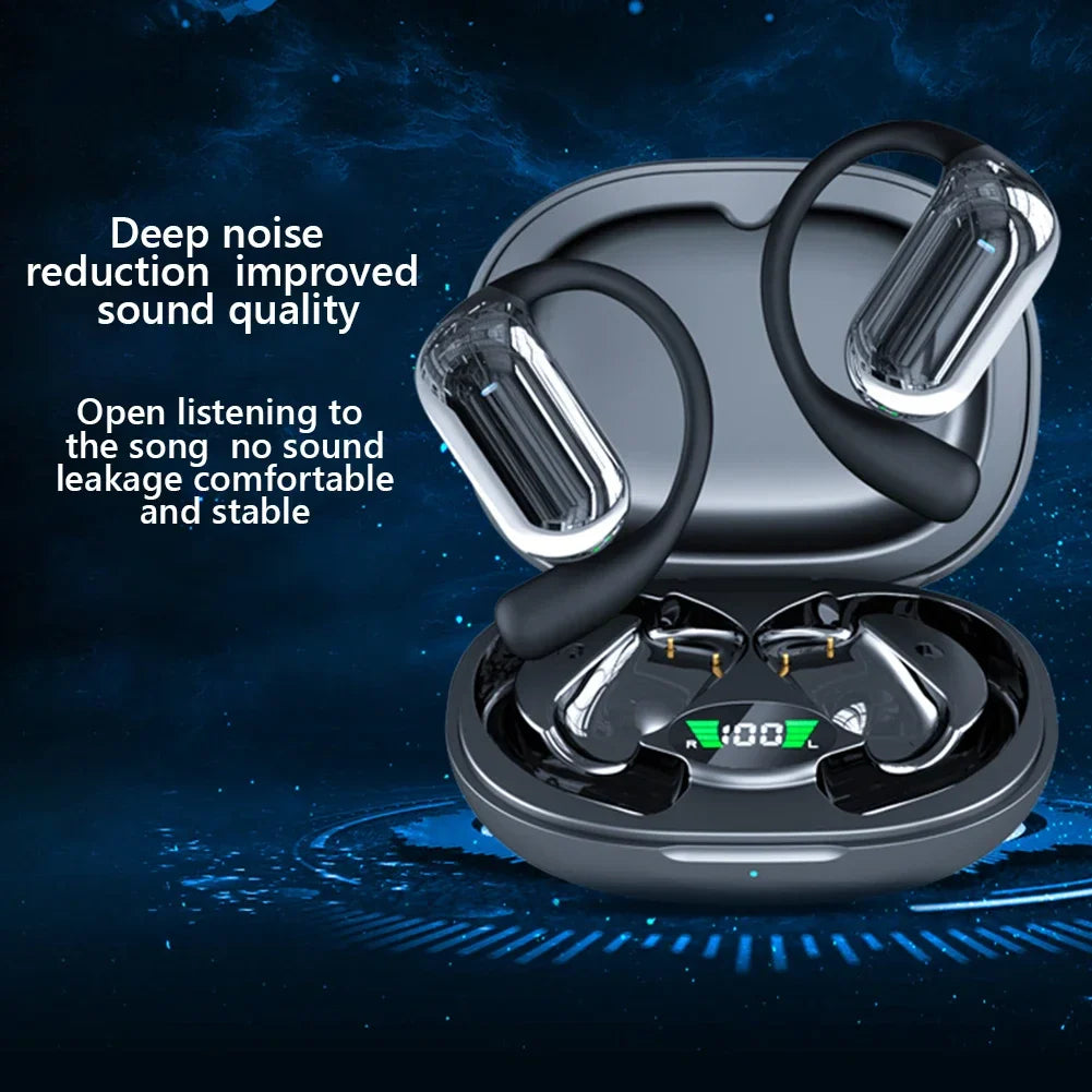 BT 5.3 AI Translation Earbuds with Ear Hook Translator Headphones Open Ear Headphones for Running Fitness Learning Accessories