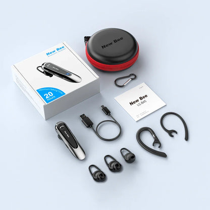 New Bee B45 Bluetooth Headset Wireless Earpiece for Driving Earphone with Dual Mic Earbuds CVC8.0 Noise Reduction Headphones