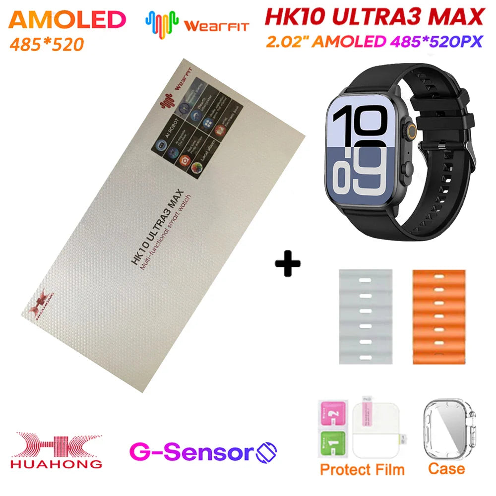 Original HK10 Ultra 3 MAX SmartWatch 2025 For Man Women 49mm HD AMOLED 4GB ROM AI ROBOT NFC GPS Smart Band Watch For IOS Android